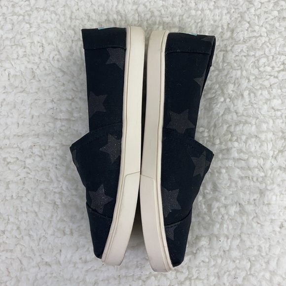 TOMS Alpargata Black Glitter Star Slip On Shoes - Picture 6 of 10